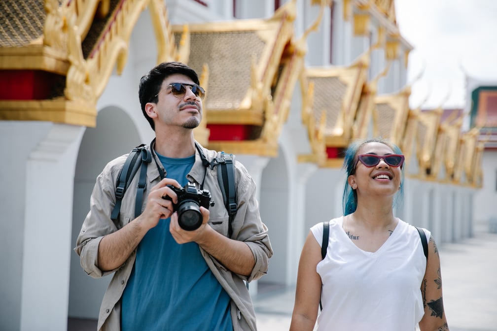 A Man and a Woman Sightseeing 